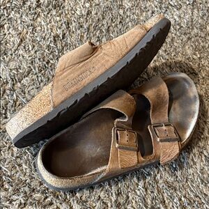 Birkenstock Tan Suede Slip-On Sandals